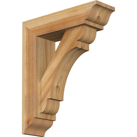 Ekena Millwork Olympic Traditional Rough Sawn Bracket w/ Offset Brace, Western Red Cedar, 6"W x 20"D x 24"H BKT0604X20X24OLY01RWR